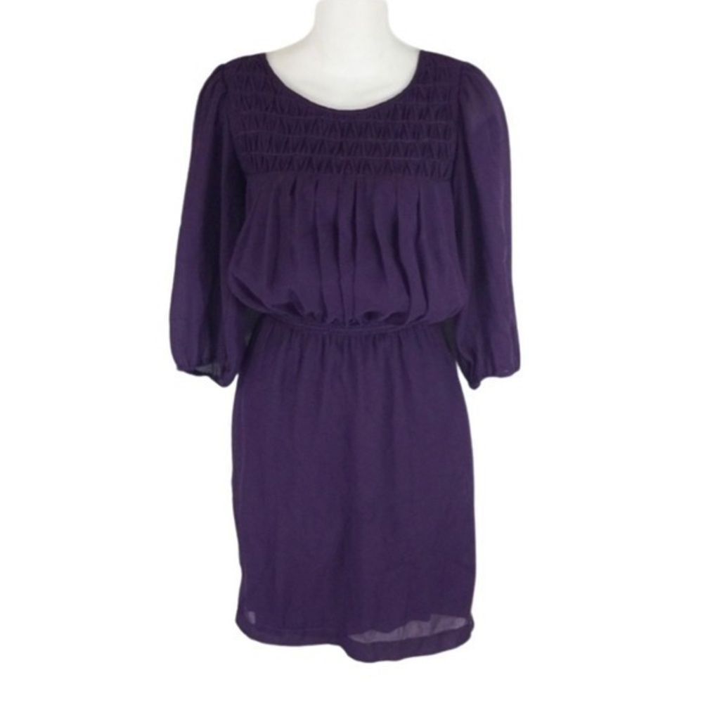Max Studio purple pleat blouson dress Z7